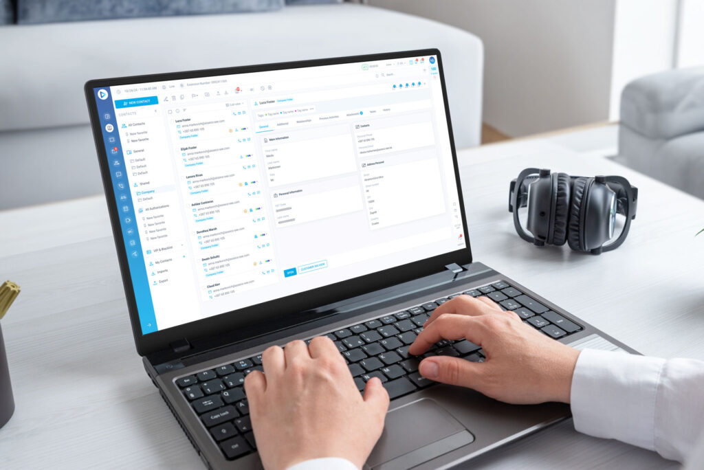 person typing on laptop searching for the best crm solution