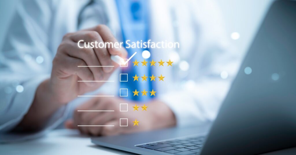 healthcare worker using a modern cx platform for patients
